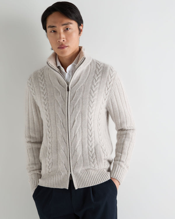 Men's Colorado Cable Fur Trim Cashmere Jacket 1