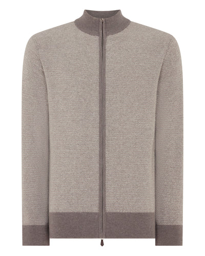 N.Peal Men's Textured Birdseye Cashmere Jacket Taupe Brown