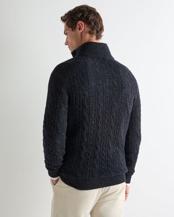 Men's Fur Trim Half Zip Cashmere Sweater 4