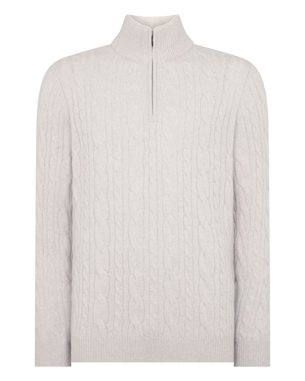 Men's Fur Trim Half Zip Cashmere Sweater 2