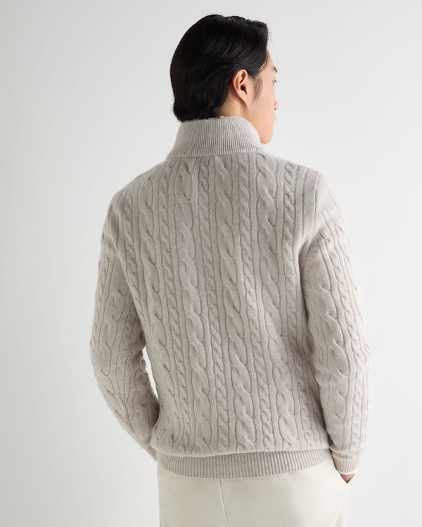 Men's Fur Trim Half Zip Cashmere Sweater 4