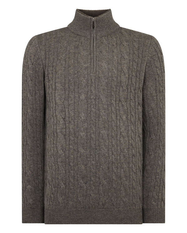 Men's Fur Trim Half Zip Cashmere Sweater 2