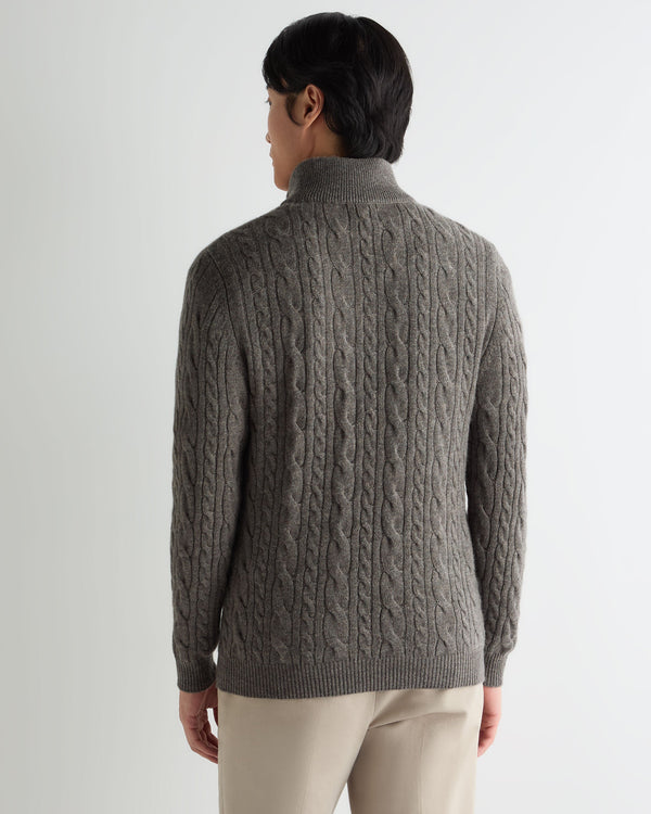 Men's Fur Trim Half Zip Cashmere Sweater 4
