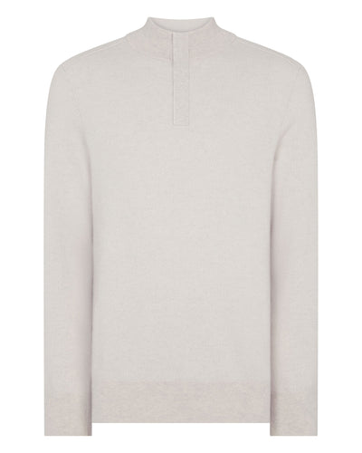 N.Peal Men's Half Button Cashmere Jumper Pebble Grey