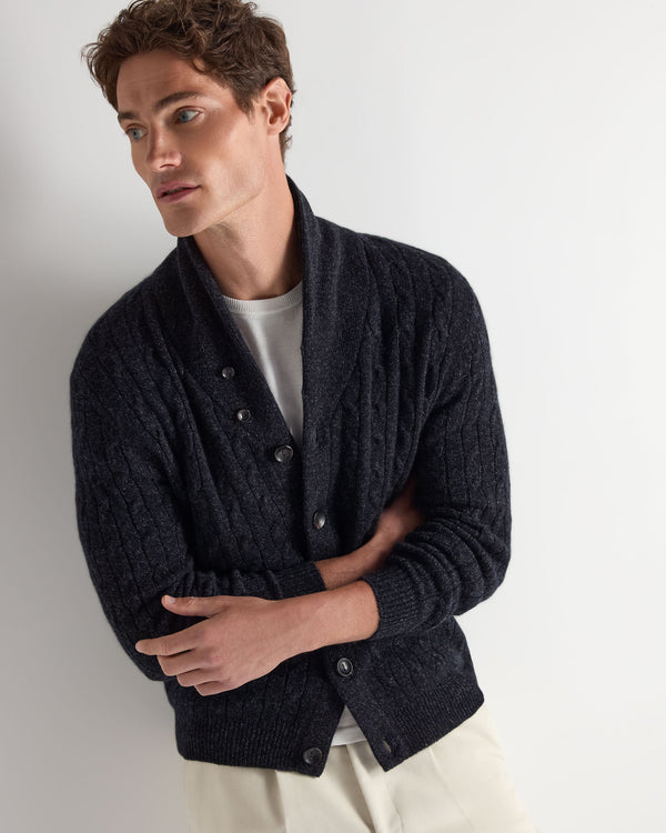 Men's Garrick Shawl Cable Cashmere Cardigan 1