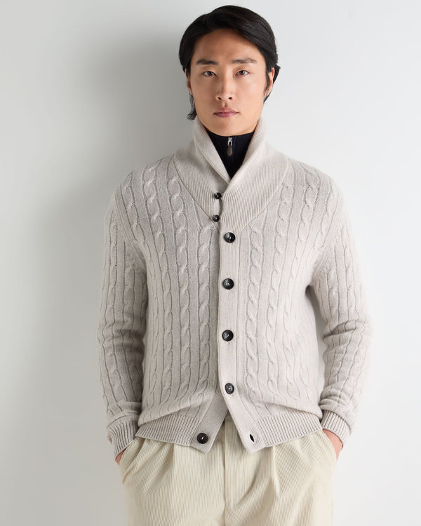 Men's Garrick Shawl Cable Cashmere Cardigan 1