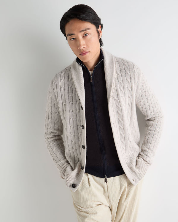 Men's Garrick Shawl Cable Cashmere Cardigan 8