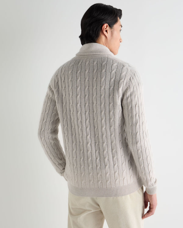 Men's Garrick Shawl Cable Cashmere Cardigan 4