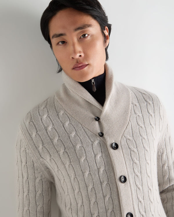 Men's Garrick Shawl Cable Cashmere Cardigan 5