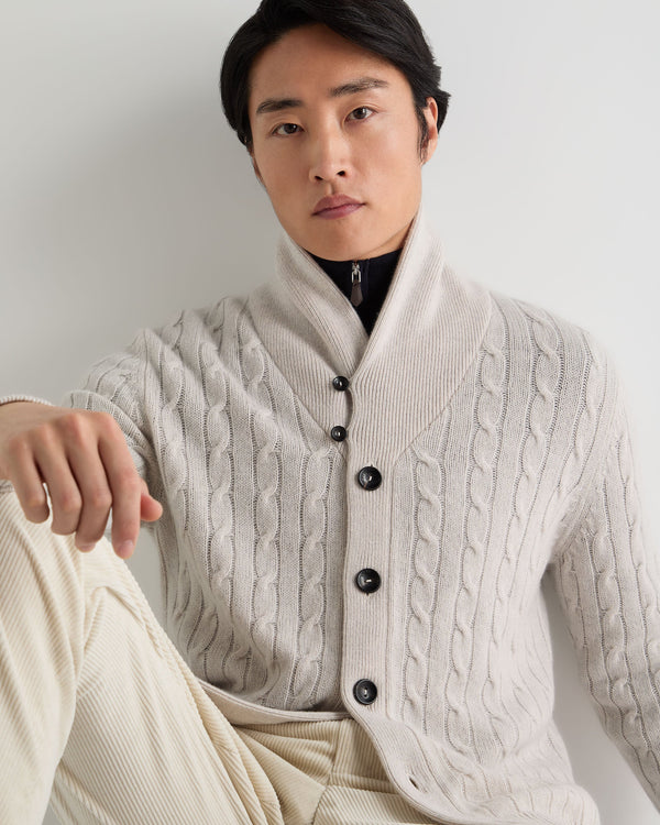 Men's Garrick Shawl Cable Cashmere Cardigan 7