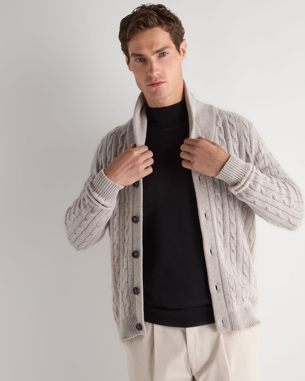 Men's Garrick Shawl Cable Cashmere Cardigan 1