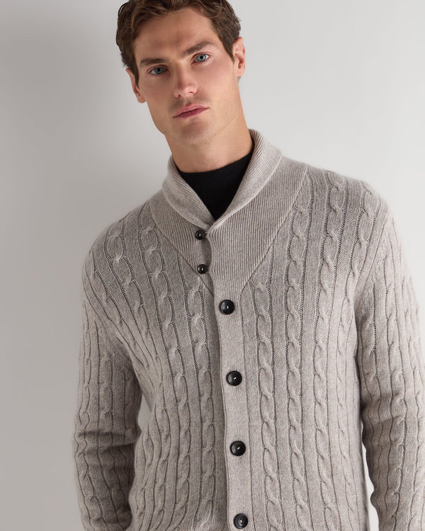 Men's Garrick Shawl Cable Cashmere Cardigan 5