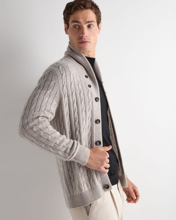 Men's Garrick Shawl Cable Cashmere Cardigan 6