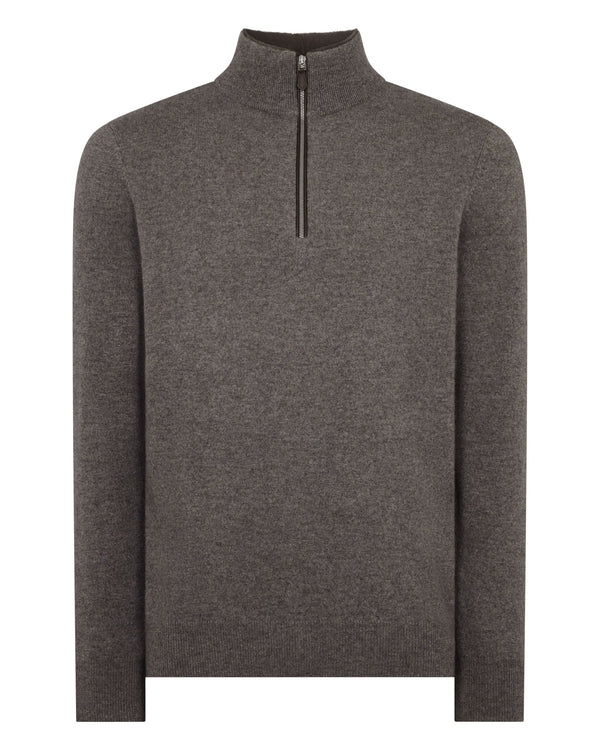Men's Fur Trim Half Zip Cashmere Sweater 2