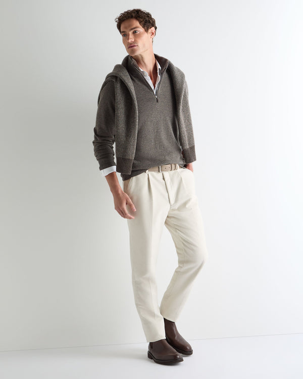 Men's Fur Trim Half Zip Cashmere Sweater 3