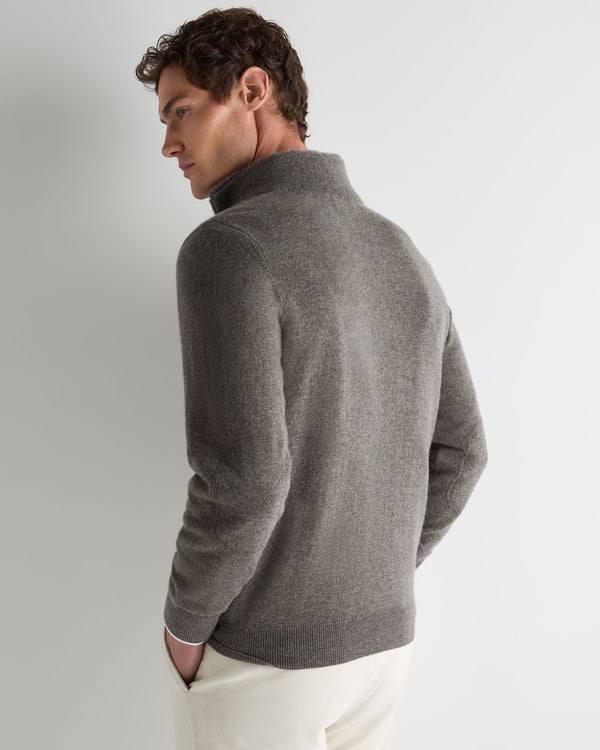 Men's Fur Trim Half Zip Cashmere Sweater 4