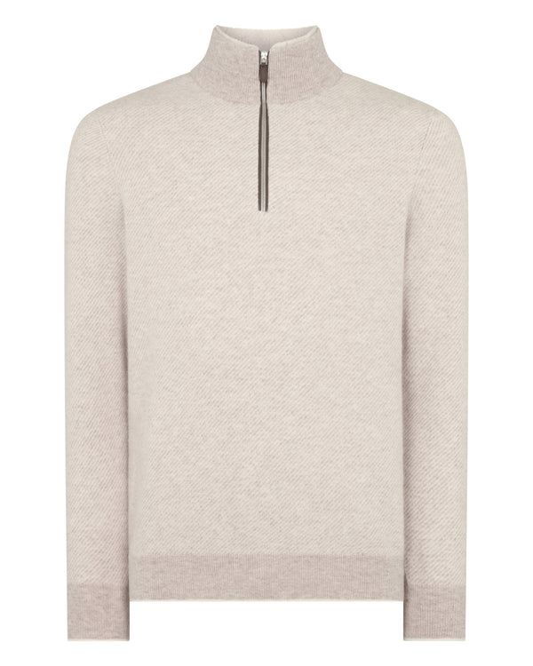Men's Fur Trim Half Zip Cashmere Sweater 2