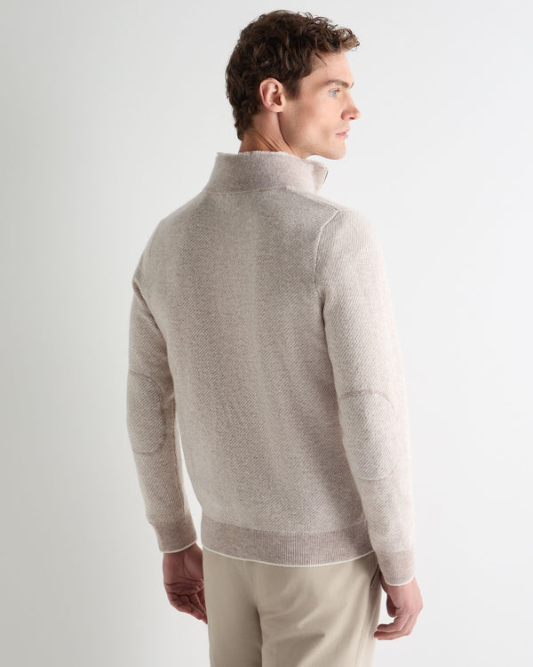 Men's Fur Trim Half Zip Cashmere Sweater 4
