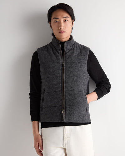 N.Peal Men's Padded Belgravia Gilet Herringbone Grey