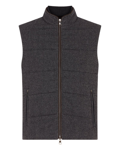 N.Peal Men's Padded Belgravia Gilet Herringbone Grey