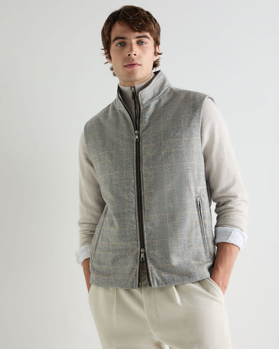 N.Peal Men's Belgravia Check Wool Gilet Grey Check