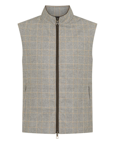 N.Peal Men's Belgravia Check Wool Gilet Grey Check