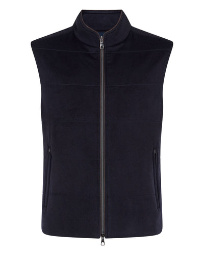 N.Peal Men's Belgravia Cashmere Gilet Navy Blue