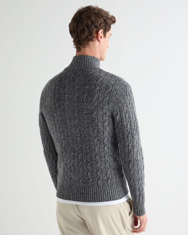 Men's Cable Knit Zip-Up Cashmere Cardigan 4
