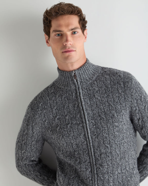 Men's Cable Knit Zip-Up Cashmere Cardigan 5