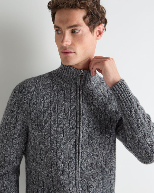 Men's Cable Knit Zip-Up Cashmere Cardigan 6