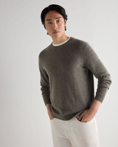 N.Peal Men's Shoreditch Round Neck Cashmere Jumper Wood Smoke Brown