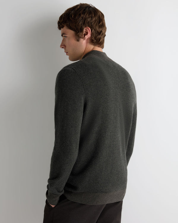 Men's Temple Jacquard Half Zip Cashmere Sweater  4