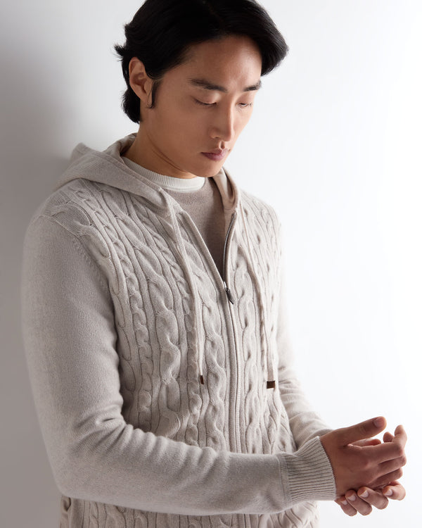 Men's Fulham Cable Zip Cashmere Hoodie 5