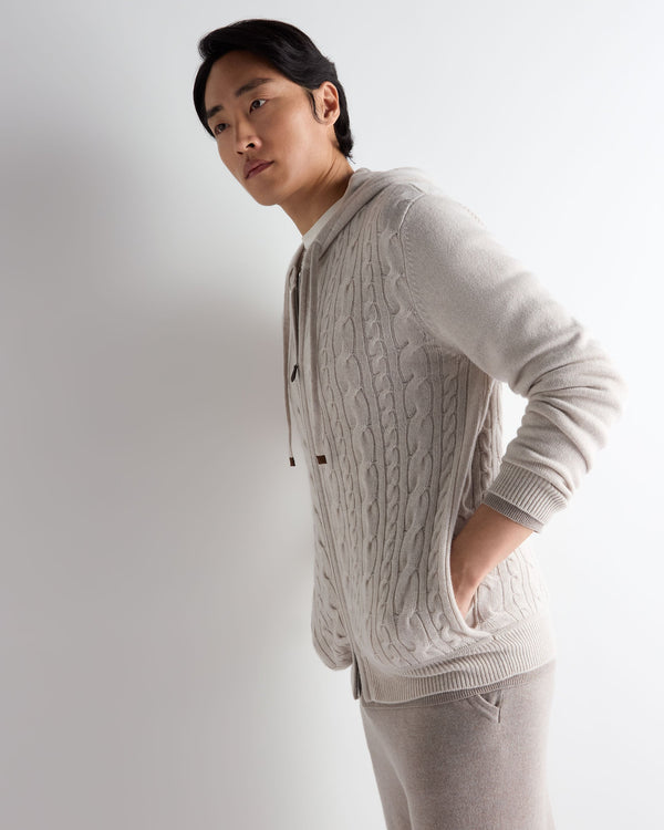 Men's Fulham Cable Zip Cashmere Hoodie 6