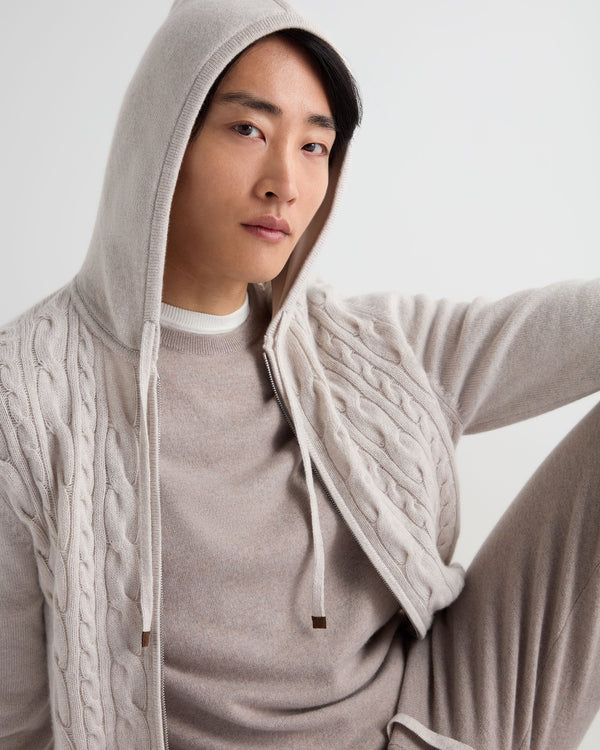 Men's Fulham Cable Zip Cashmere Hoodie 7