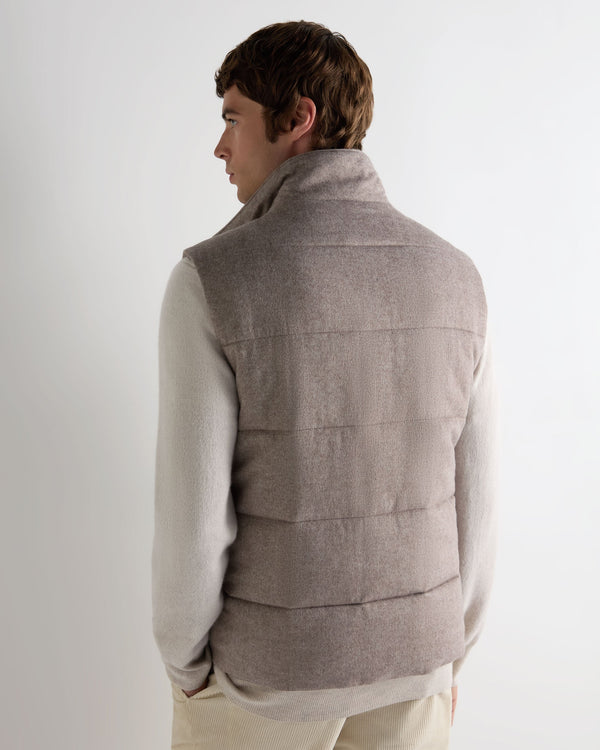 N.Peal Men's Vancouver Herringbone Gilet Light Beige Brown