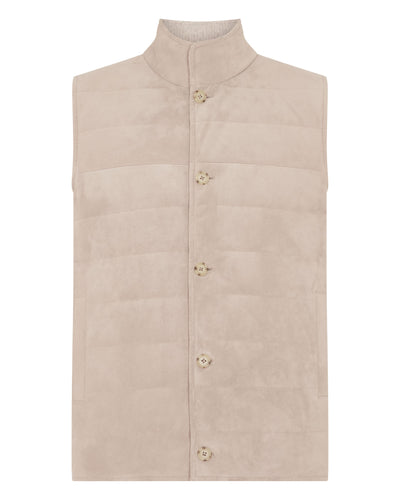 N.Peal Men's Verbier Cashmere And Suede Gilet Toasted Sesame Brown