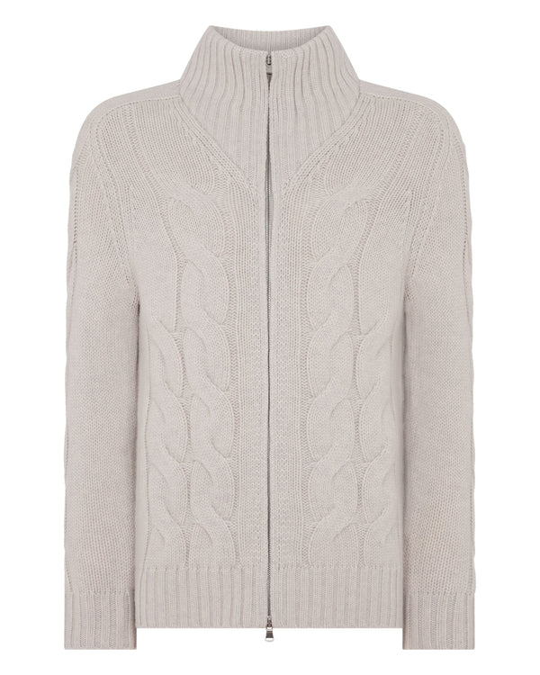 Men's Chunky Cable Full Zip Cashmere Sweater 2