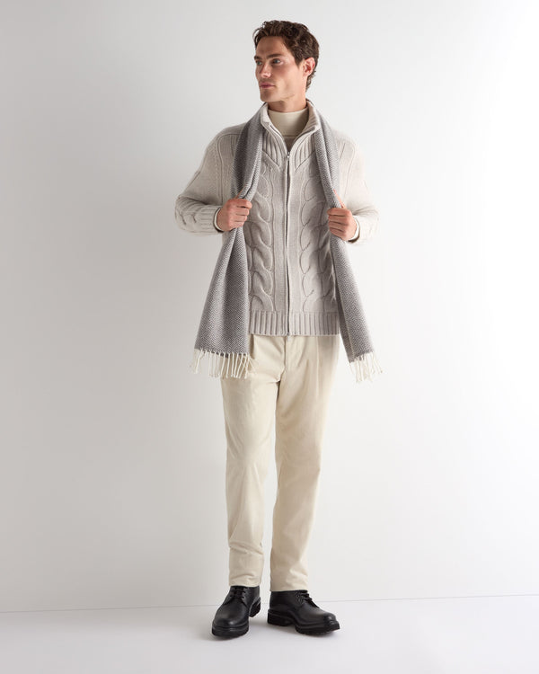 Men's Chunky Cable Full Zip Cashmere Sweater 3