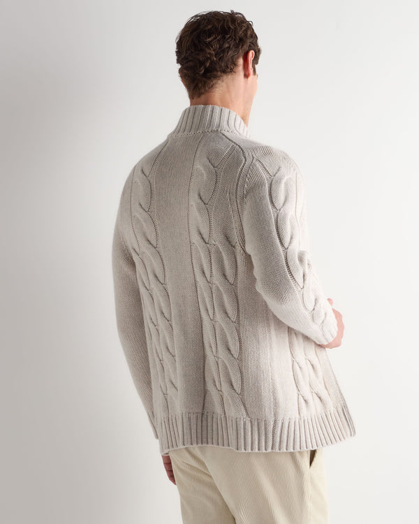Men's Chunky Cable Full Zip Cashmere Sweater 4