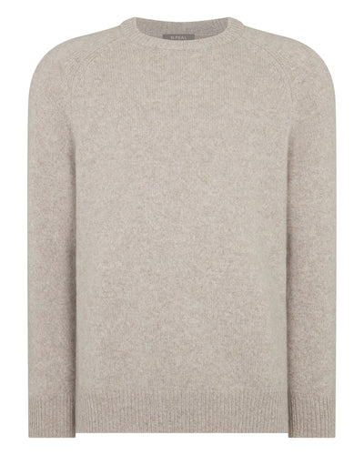 N.Peal Men's Raglan Cashmere Jumper Basilica Beige Brown Marl