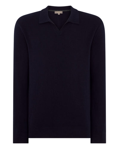 N.Peal Men's Sloane Cashmere Polo Navy Blue