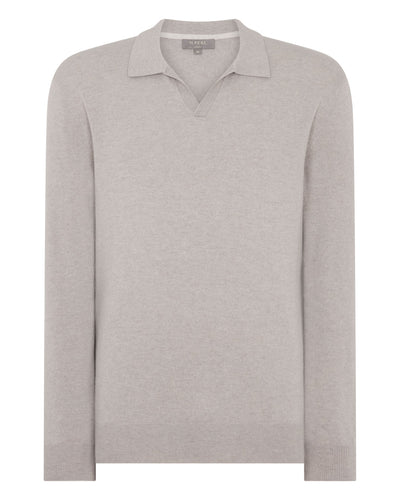 N.Peal Men's Sloane Cashmere Polo Oat Grey