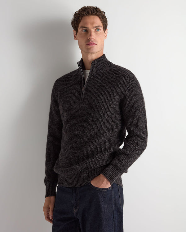 Men's Ribbed Half Zip Cashmere Sweater 1