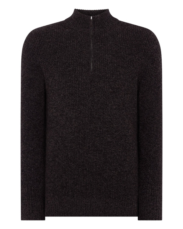 Men's Ribbed Half Zip Cashmere Sweater 2