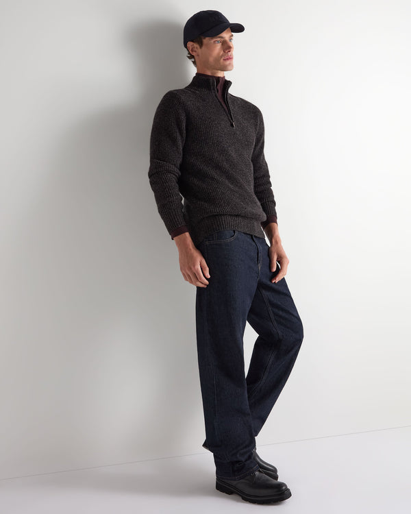 Men's Ribbed Half Zip Cashmere Sweater 3