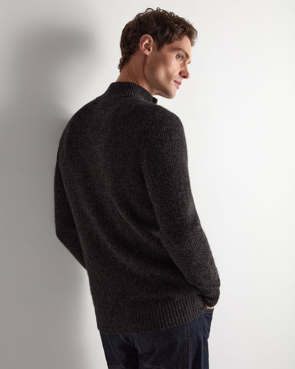 Men's Ribbed Half Zip Cashmere Sweater 4