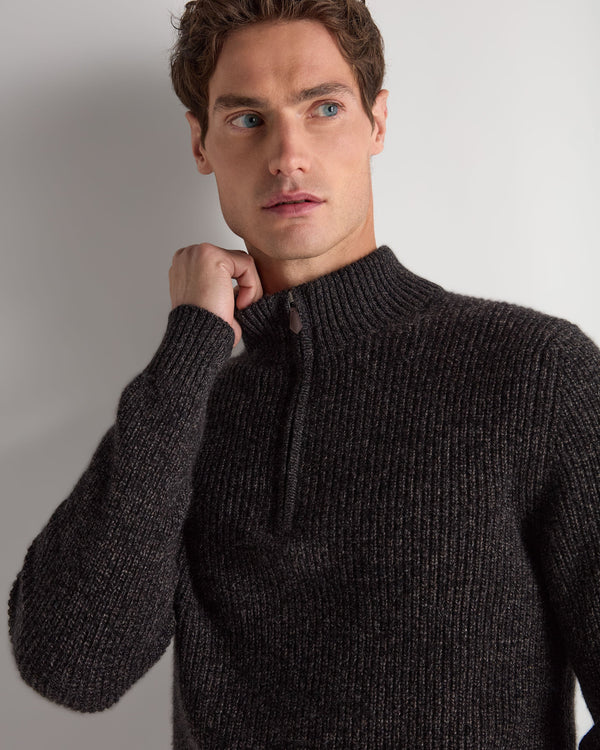 Men's Ribbed Half Zip Cashmere Sweater 5