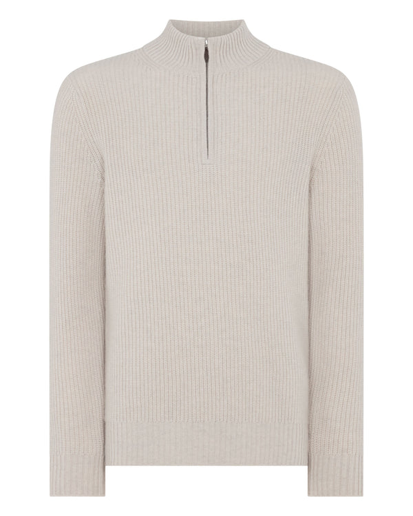 Men's Ribbed Half Zip Cashmere Sweater 2