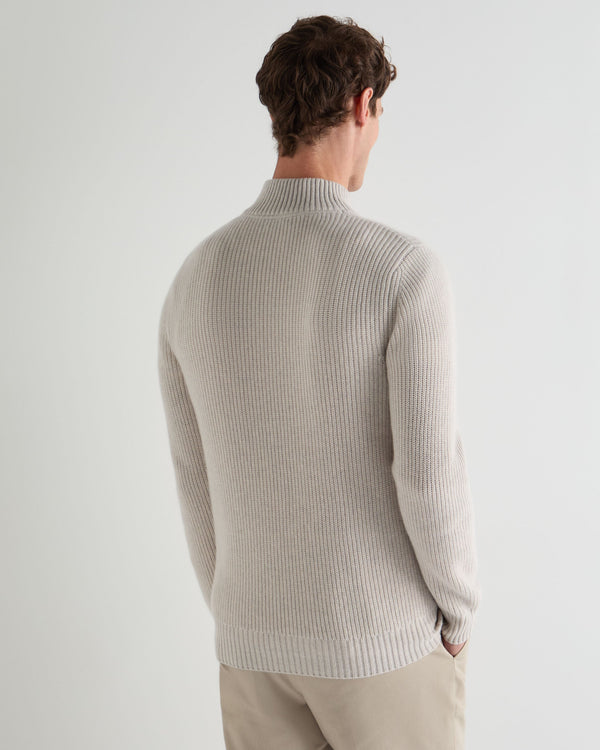 Men's Ribbed Half Zip Cashmere Sweater 4